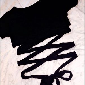 Black croptop with wrap around